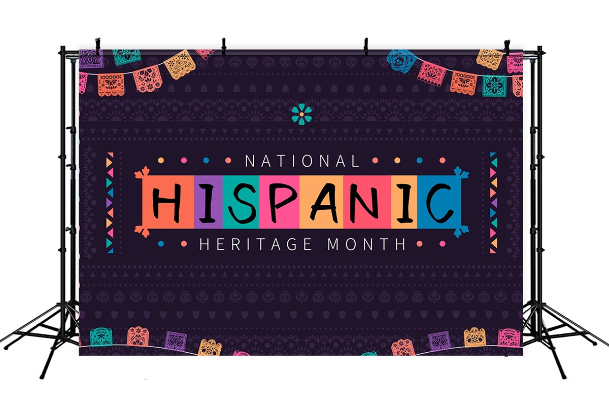 Hispanic Heritage Backdrop Bright Patterns Fiesta Celebration Backdrop XY2-22