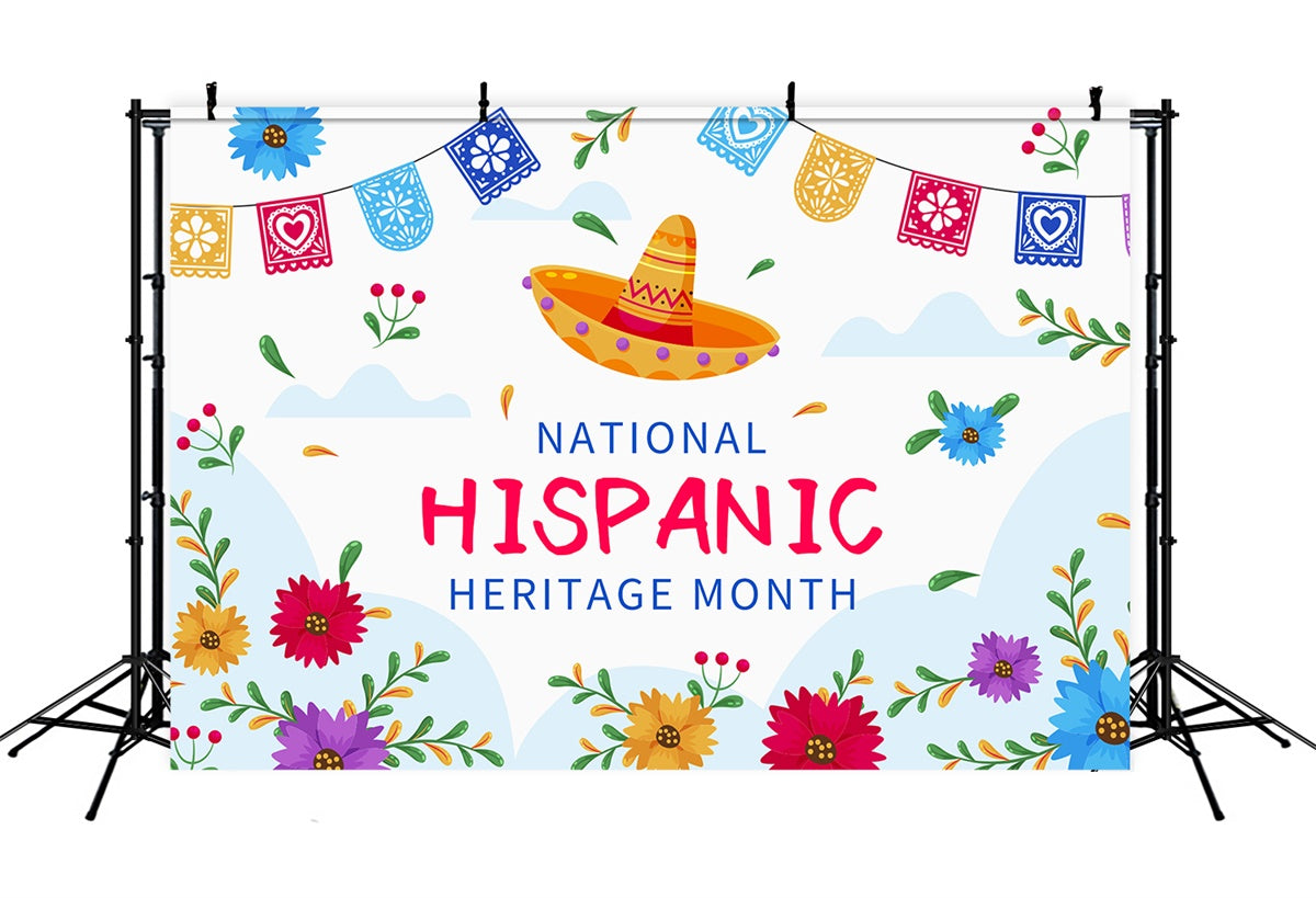 Hispanic Heritage Month Backdrop Colorful Flowers Banners Backdrop XY2-23