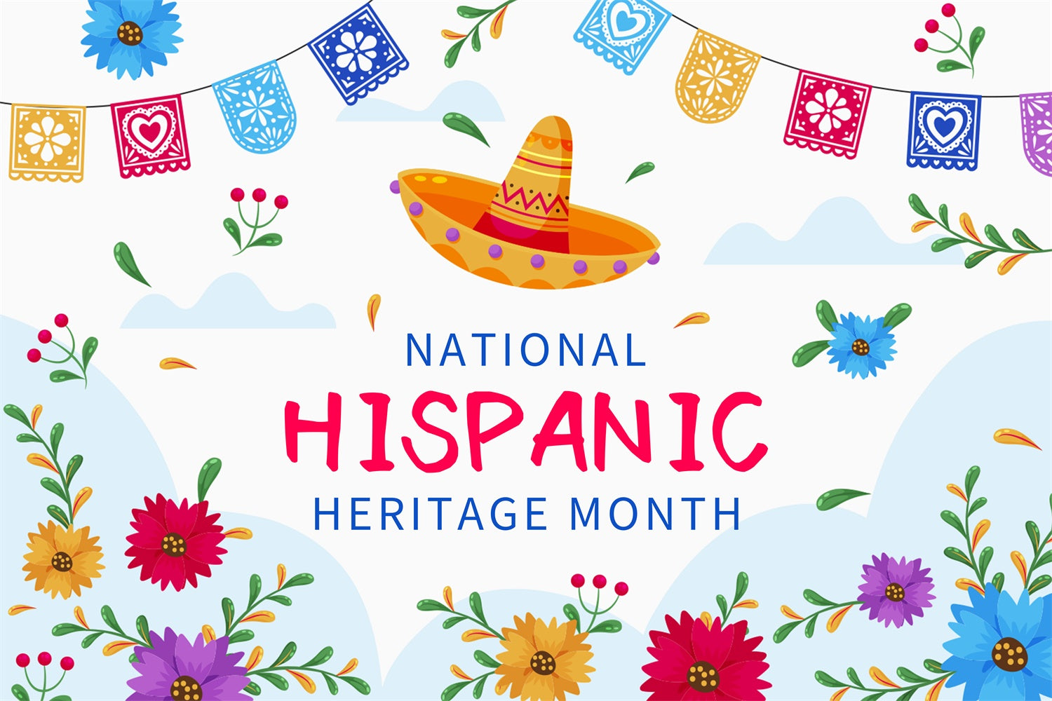 Hispanic Heritage Month Backdrop Colorful Flowers Banners Backdrop XY2-23