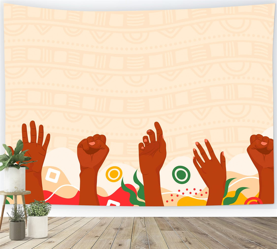 Juneteenth Backdrop Ideas Unity Power Raised Hands Backdrop XY2-26