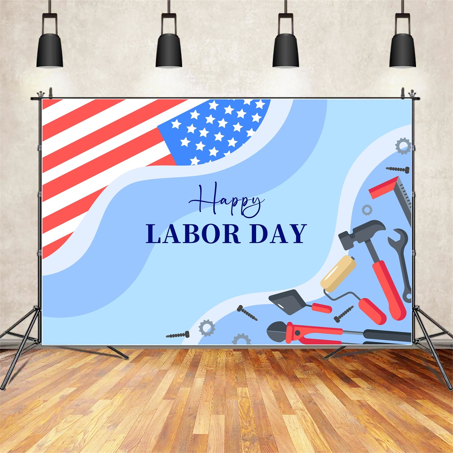 Labor Day Backdrop Stars Stripes Workday Backdrop XY2-29