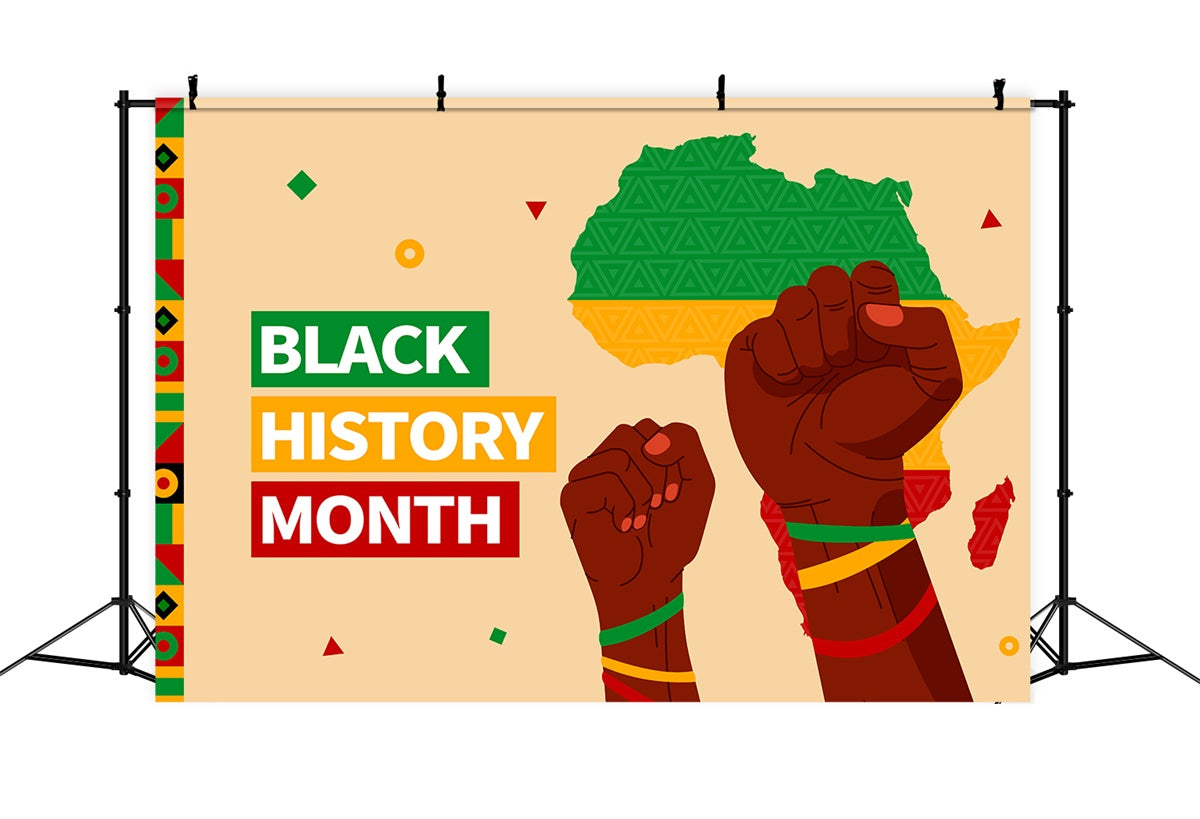 Black History Month Photo Backdrop Raised Fists Celebration Backdrop XY2-3