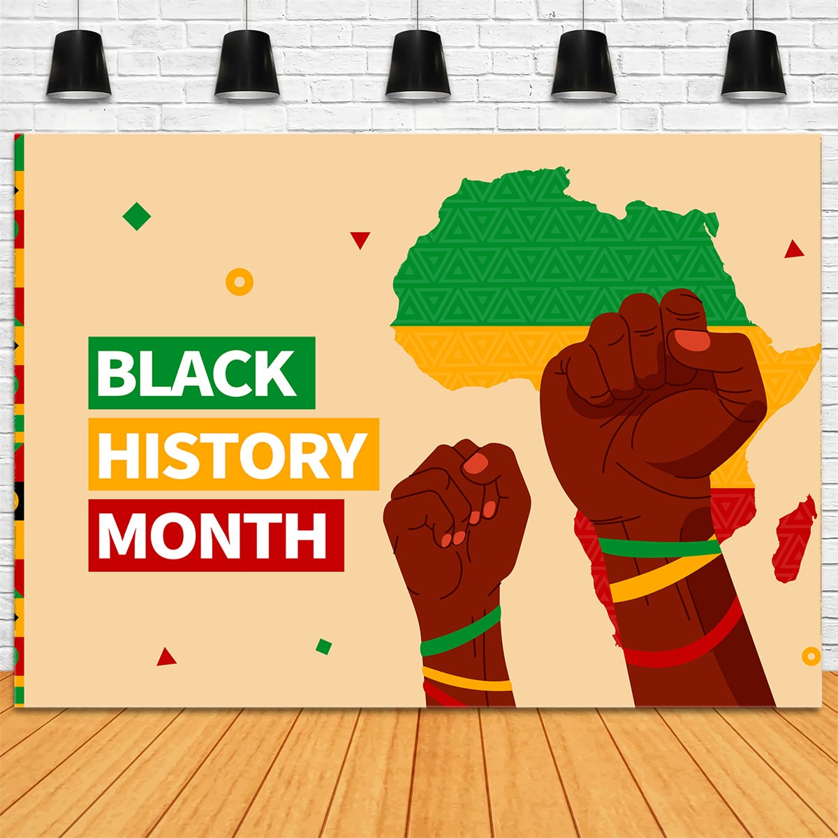 Black History Month Photo Backdrop Raised Fists Celebration Backdrop XY2-3