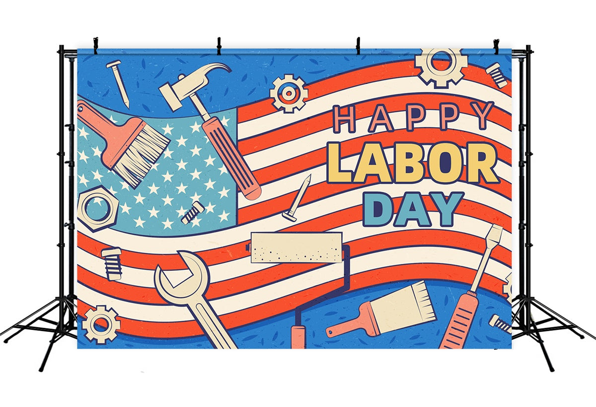 Labor Day Backdrop Metallic American Flag Backdrop XY2-31