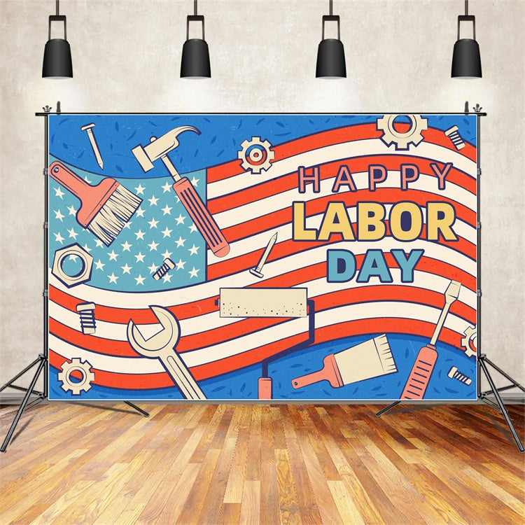 Labor Day Backdrop Metallic American Flag Backdrop XY2-31