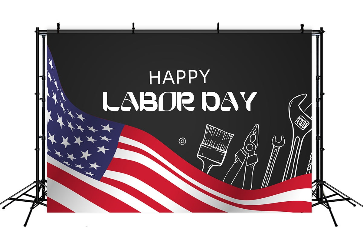 Labor Day Backdrops Vintage Tools Flag Backdrop XY2-32