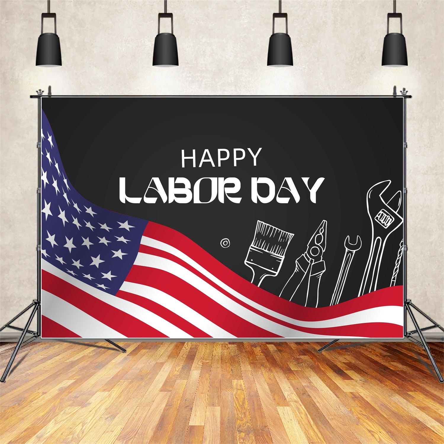 Labor Day Backdrops Vintage Tools Flag Backdrop XY2-32