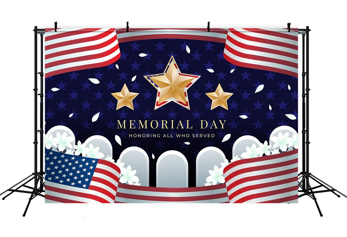 Memorial Day Backdrops Golden Stars Tribute Memorial Backdrop XY2-33