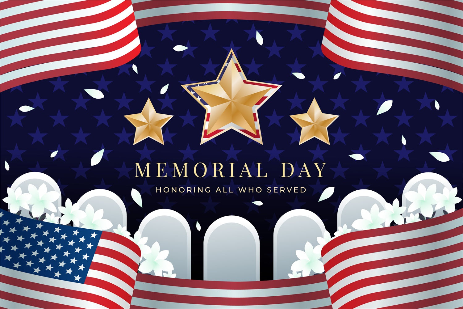 Memorial Day Backdrops Golden Stars Tribute Memorial Backdrop XY2-33