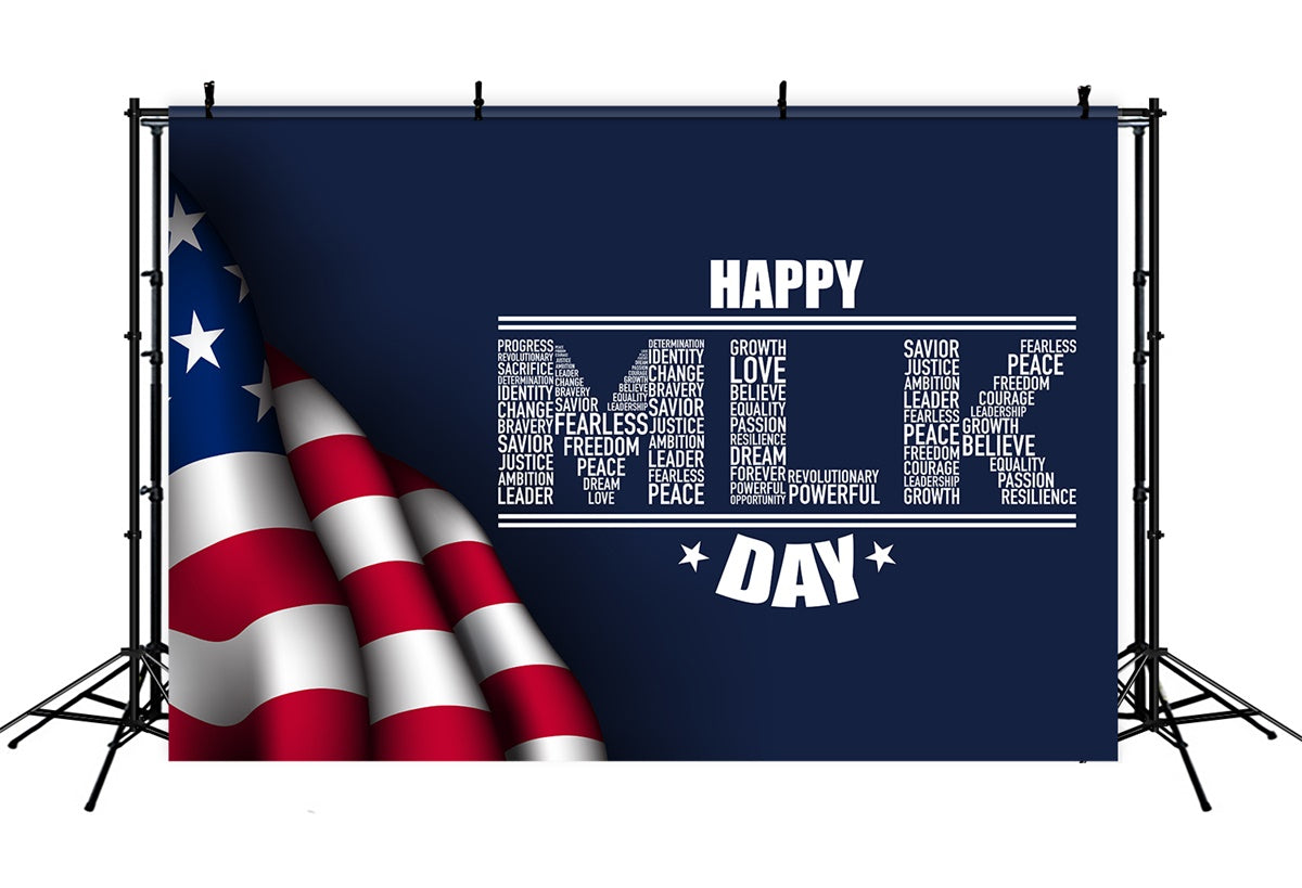 MLK Backdrop Civil Rights Leader Word Art Backdrop XY2-39