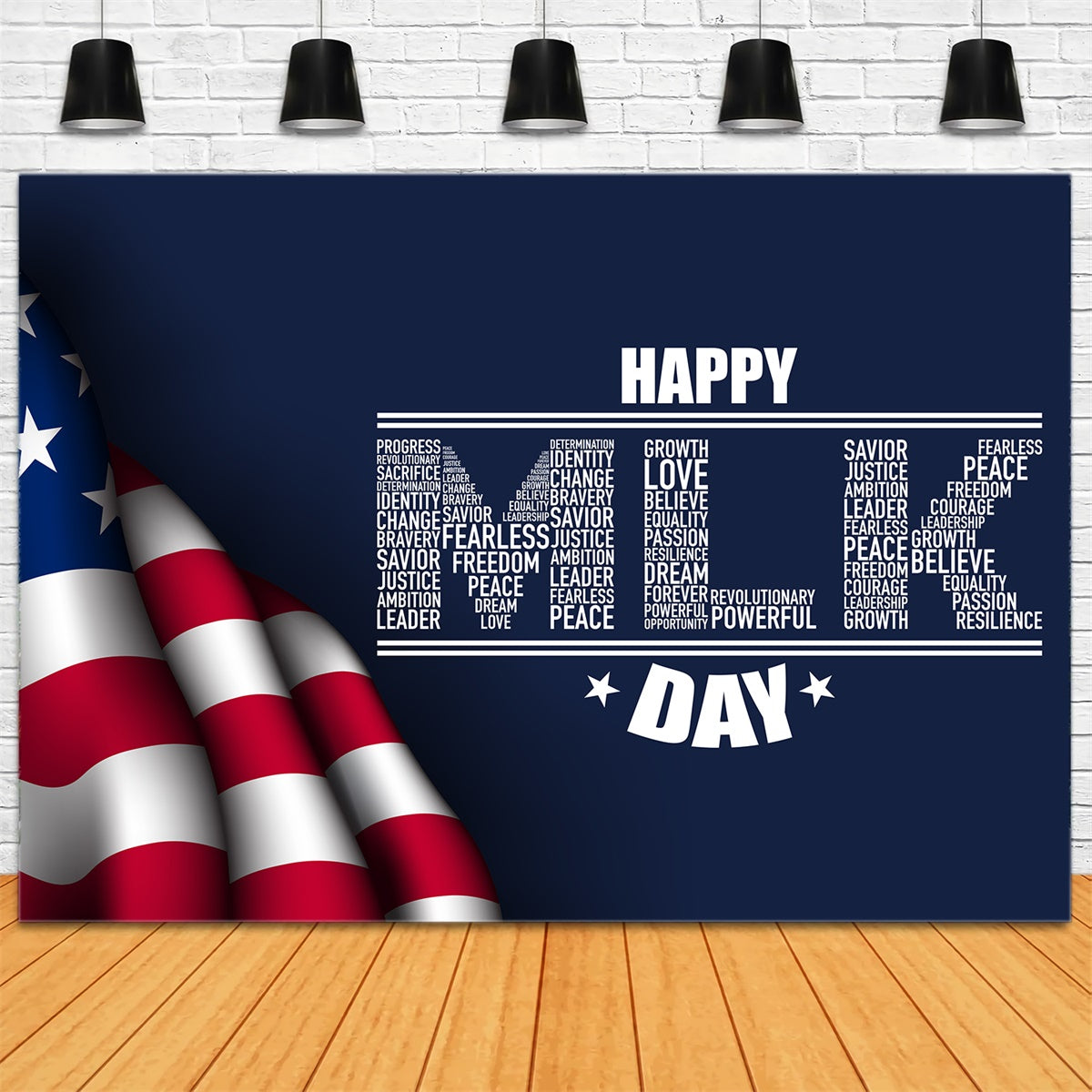 MLK Backdrop Civil Rights Leader Word Art Backdrop XY2-39