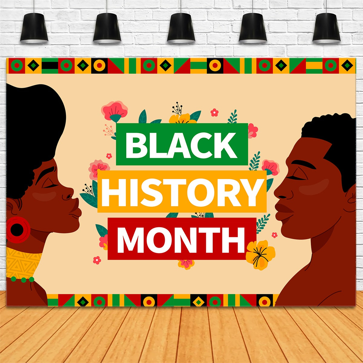 Black History Month Backdrop Black Culture Celebration Floral Backdrop XY2-4