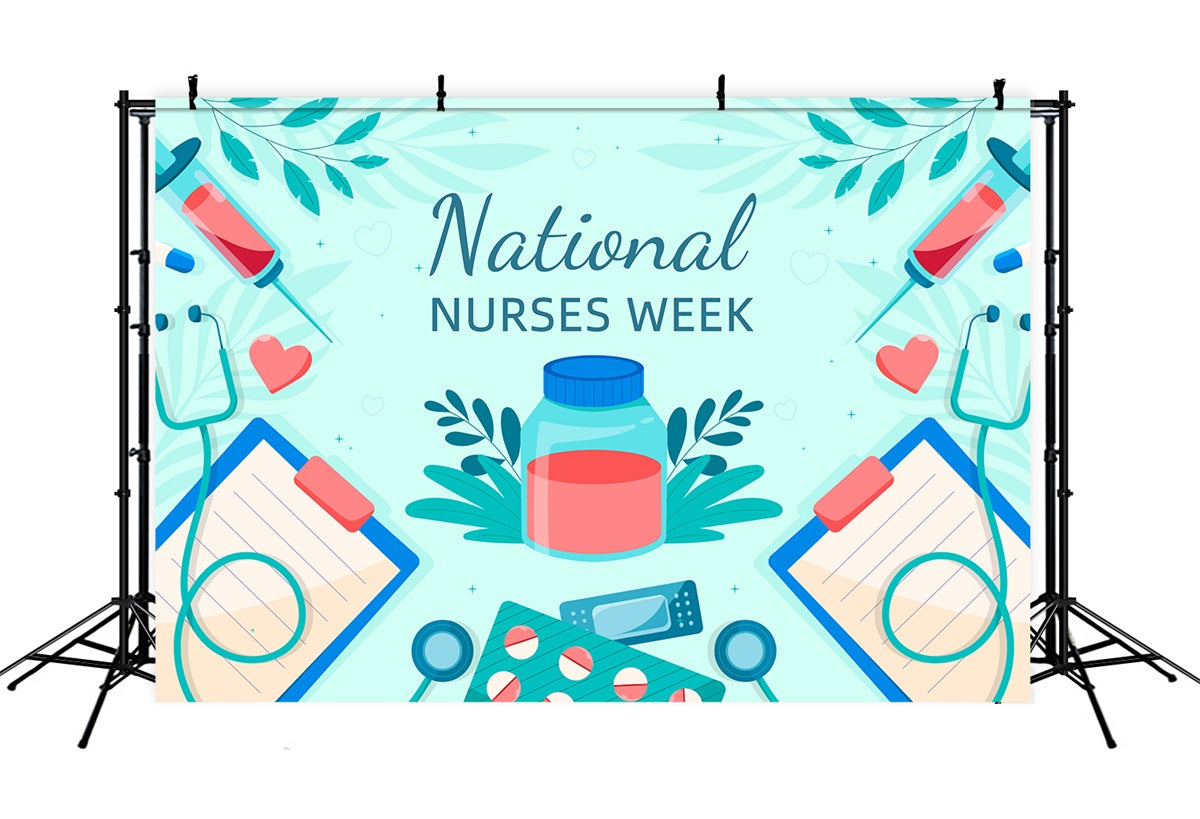 National Nurses Day Backdrop Heartfelt Medical Celebration Backdrop XY2-44