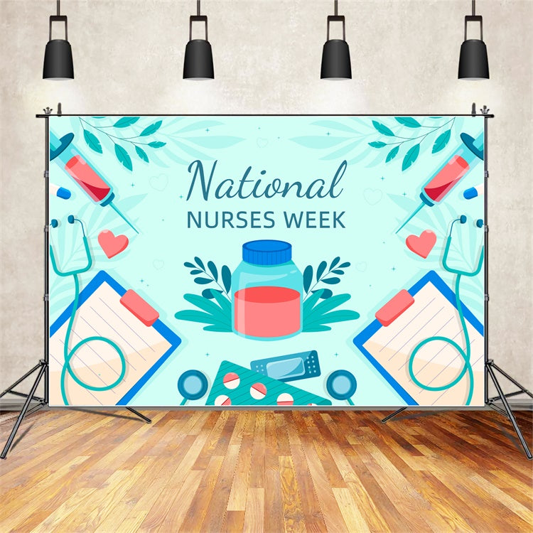 National Nurses Day Backdrop Heartfelt Medical Celebration Backdrop XY2-44