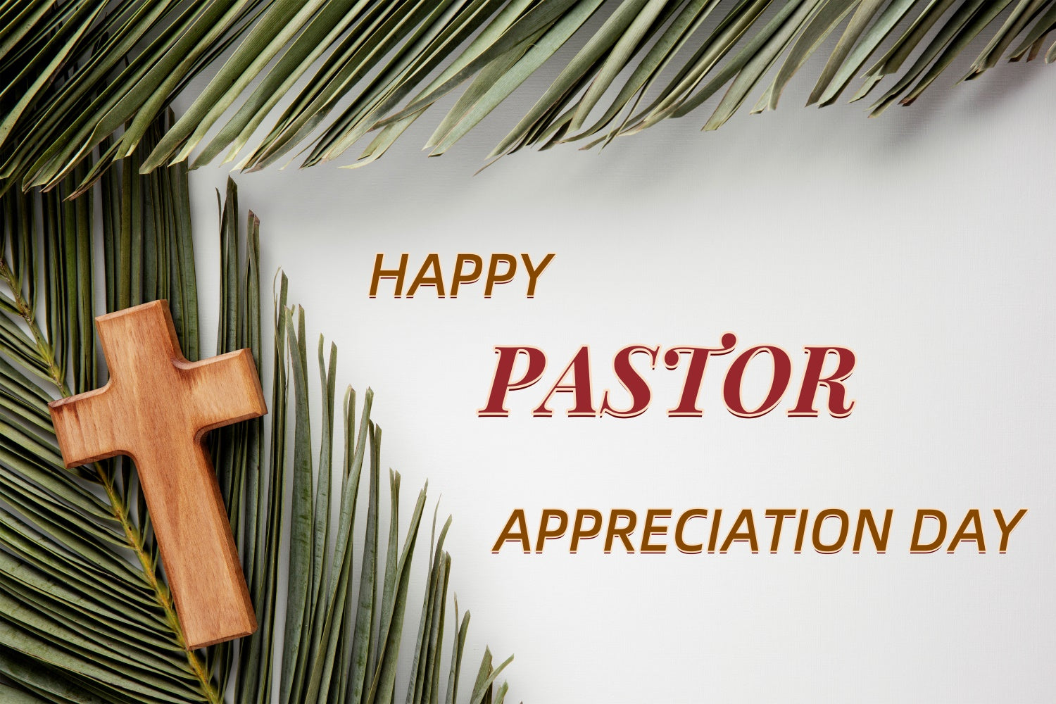 Backdrop For Pastor Appreciation Spiritual Lush Palm Cross Backdrop XY2-46