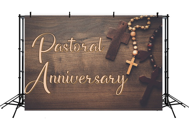 Pastor Appreciation Backdrop Rustic Wooden Cross Necklace Backdrop XY2-47