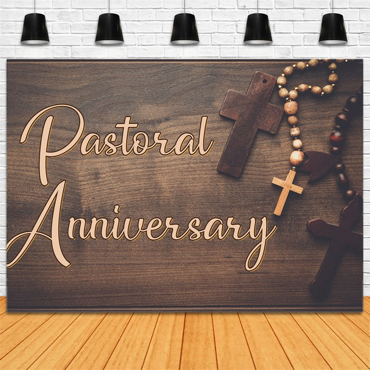 Pastor Appreciation Backdrop Rustic Wooden Cross Necklace Backdrop XY2-47