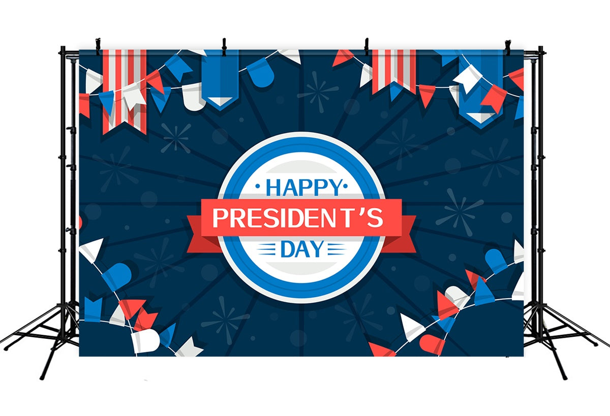 Presidential Backdrop Happy President's Day Festive Flags Backdrop XY2-49