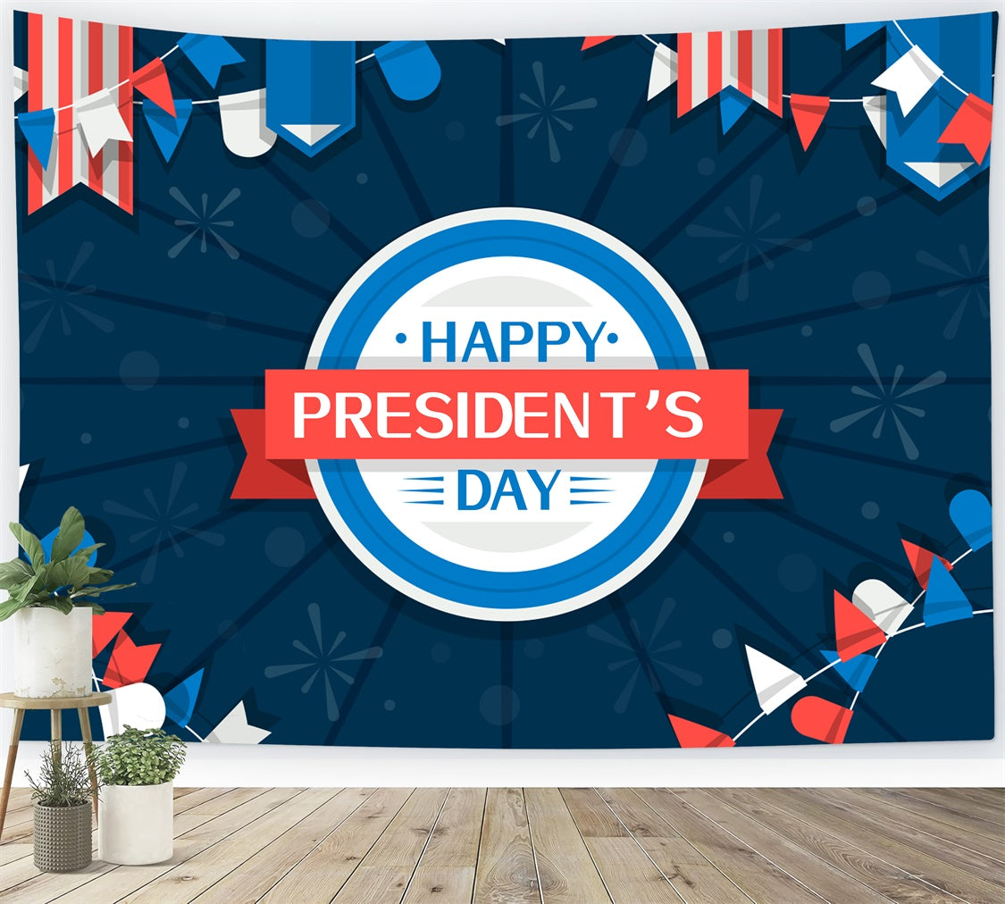 Presidential Backdrop Happy President's Day Festive Flags Backdrop XY2-49