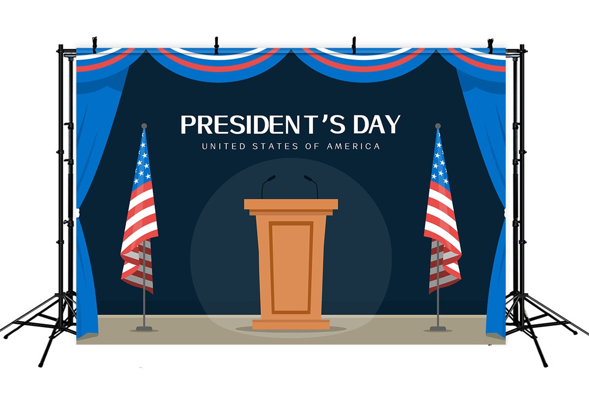 Presidential Backdrop President’s Day Podium Flags Backdrop XY2-50