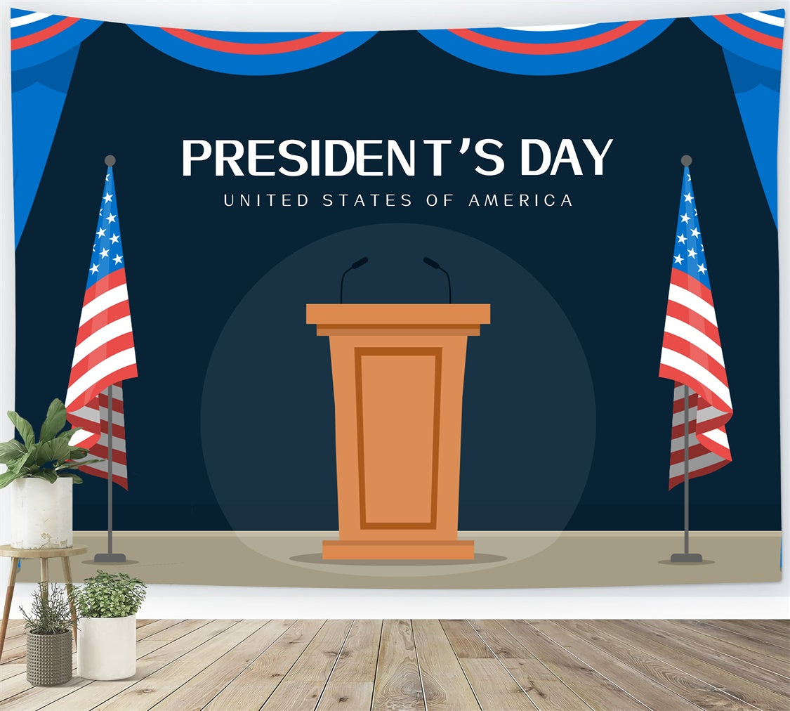 Presidential Backdrop President’s Day Podium Flags Backdrop XY2-50