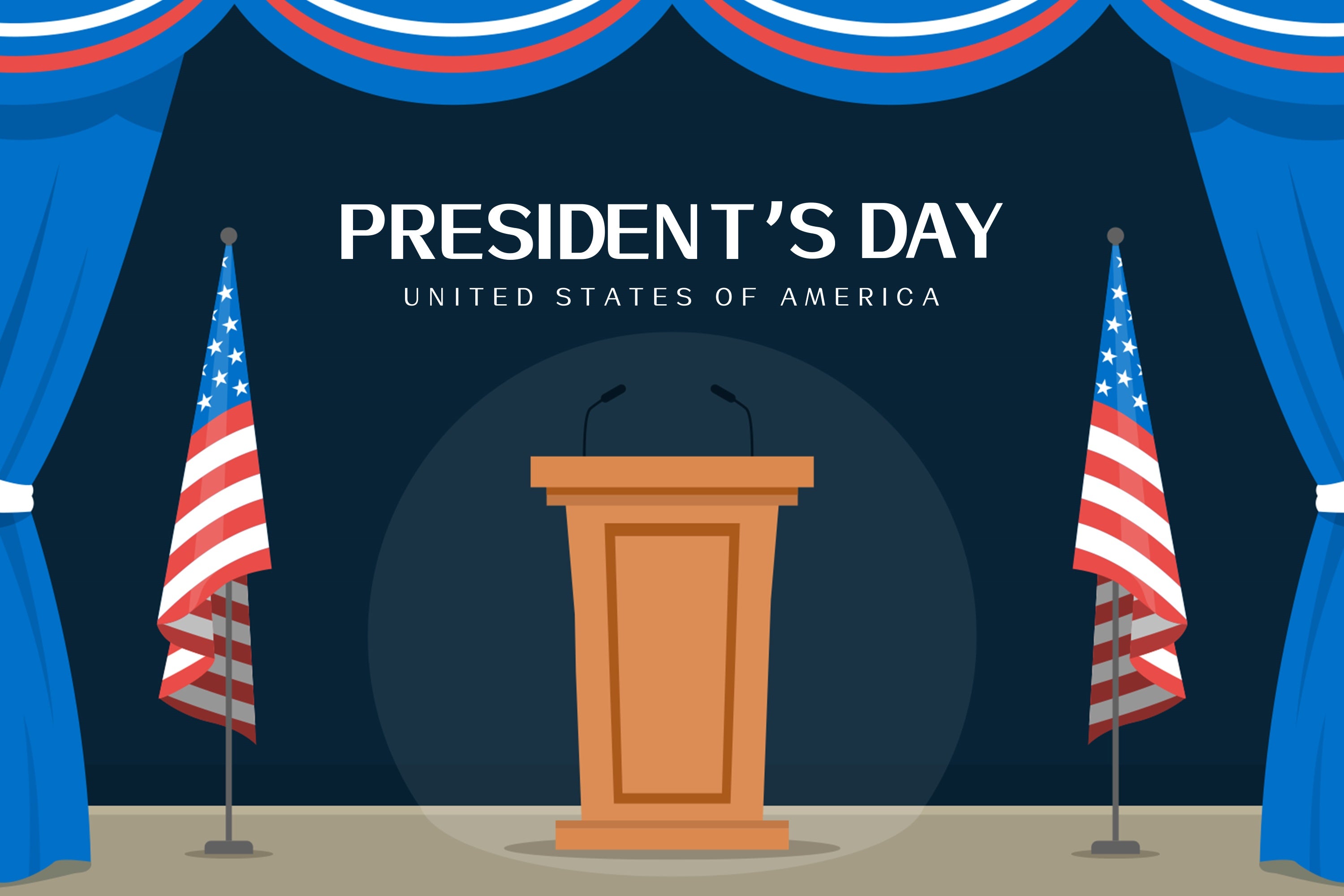 Presidential Backdrop President’s Day Podium Flags Backdrop XY2-50