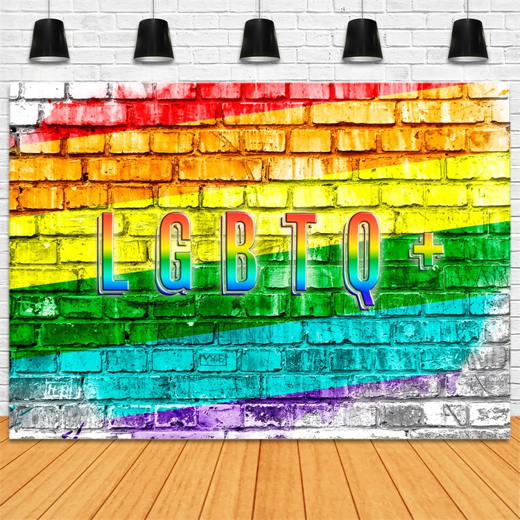 Pride Backdrops Rainbow Graffiti Brick Pride Wall Backdrop XY2-53