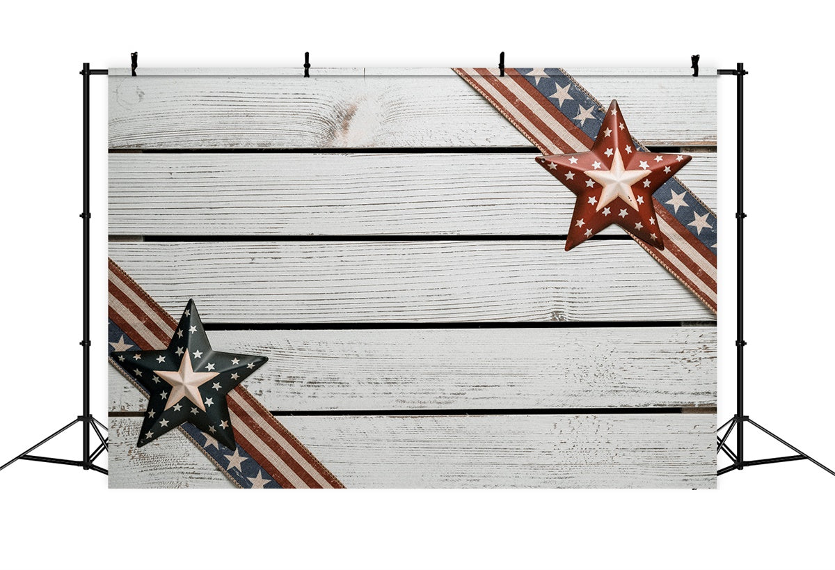 Veterans Day Photo Backdrop Rustic Americana Wooden Star Backdrop XY2-57