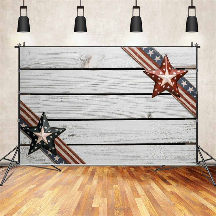 Veterans Day Photo Backdrop Rustic Americana Wooden Star Backdrop XY2-57