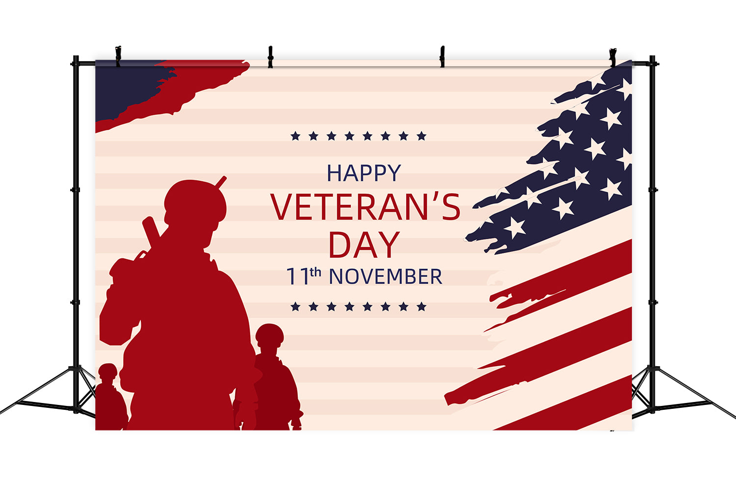 Veterans Day Backdrop Military Salute American Flag Backdrop XY2-58