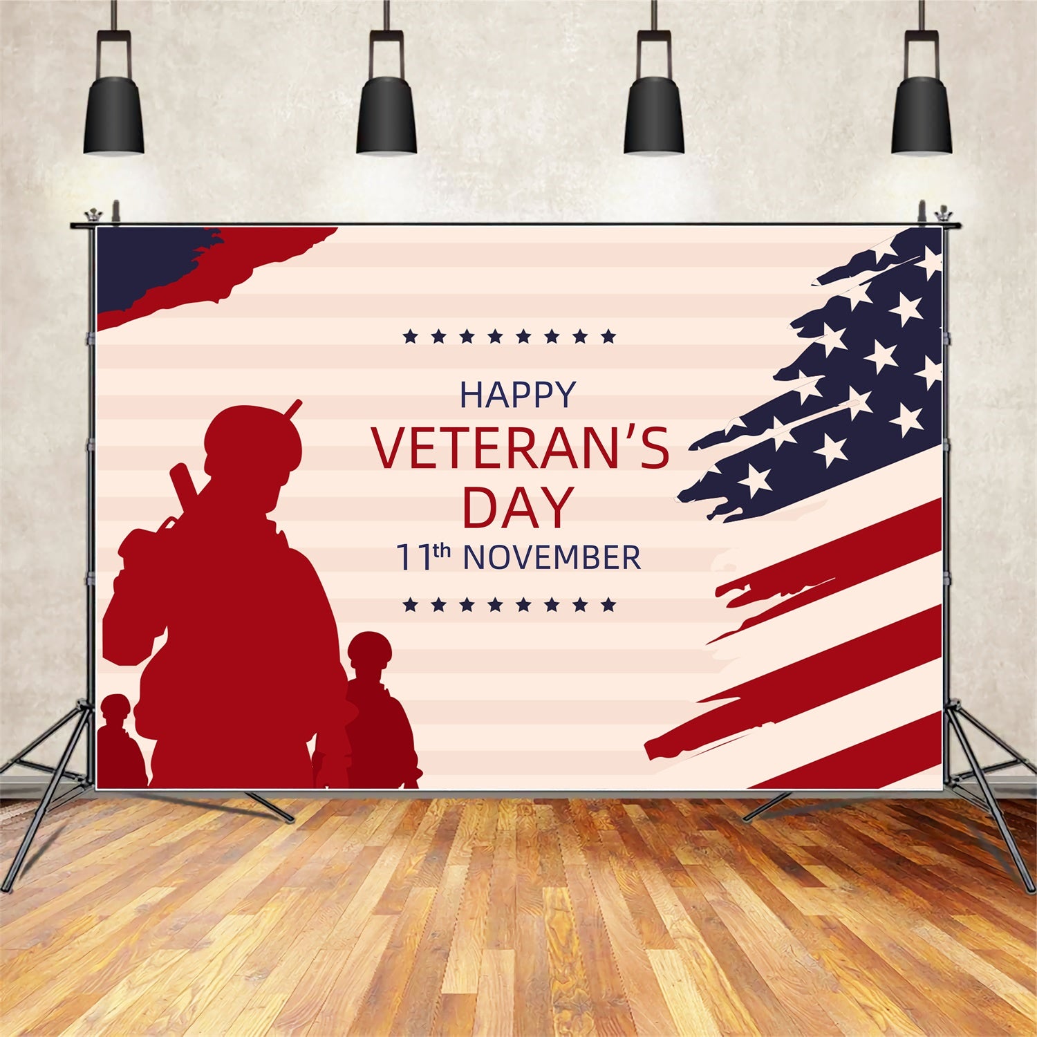 Veterans Day Backdrop Military Salute American Flag Backdrop XY2-58