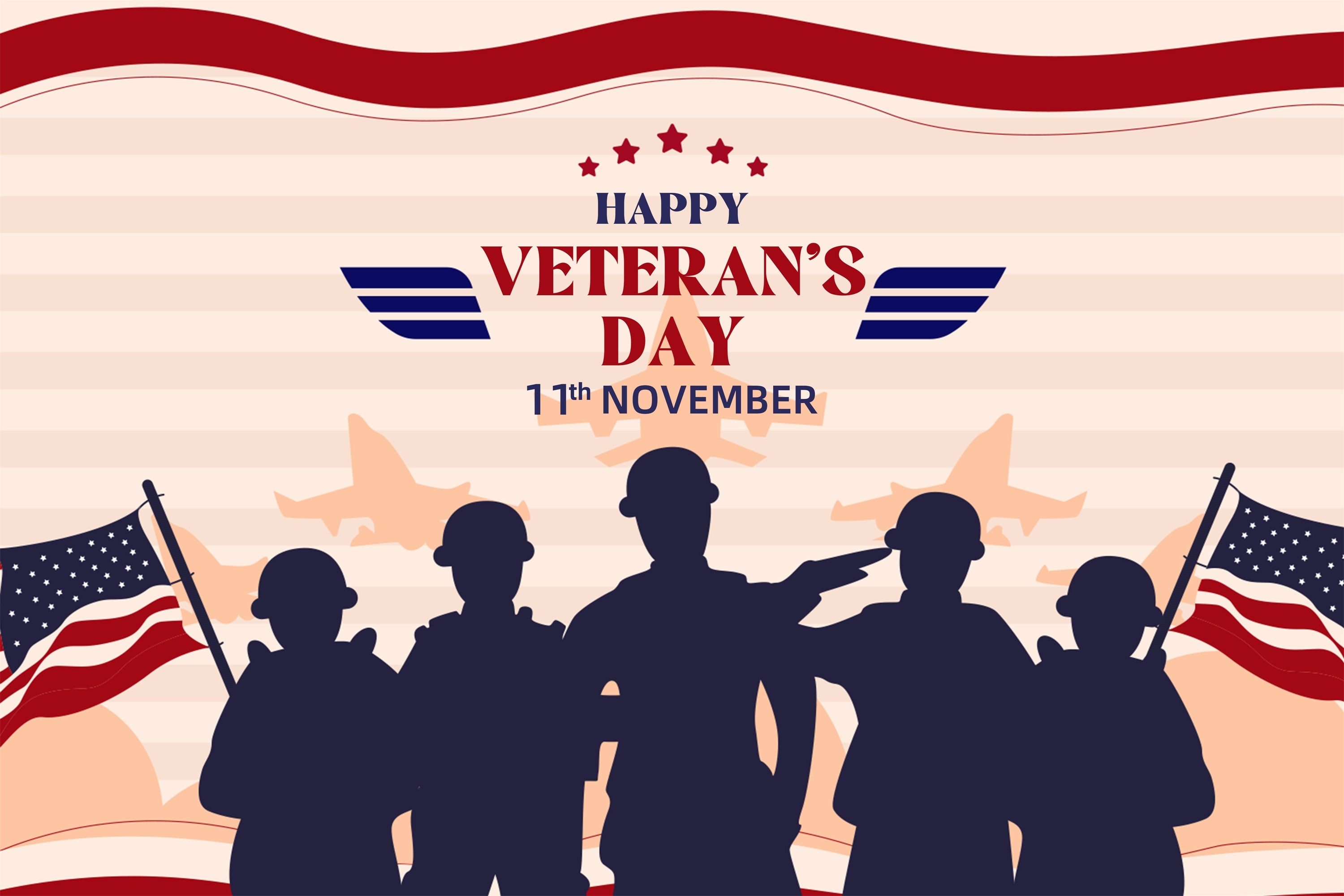 Veterans Day Photo Backdrop Soldiers Silhouette Tribute Backdrop XY2-59