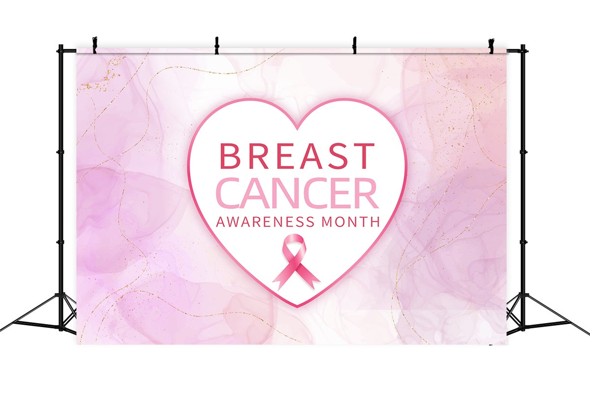 Breast Cancer Awareness Backdrop Elegant Heart Pink Ribbon Backdrop XY2-6