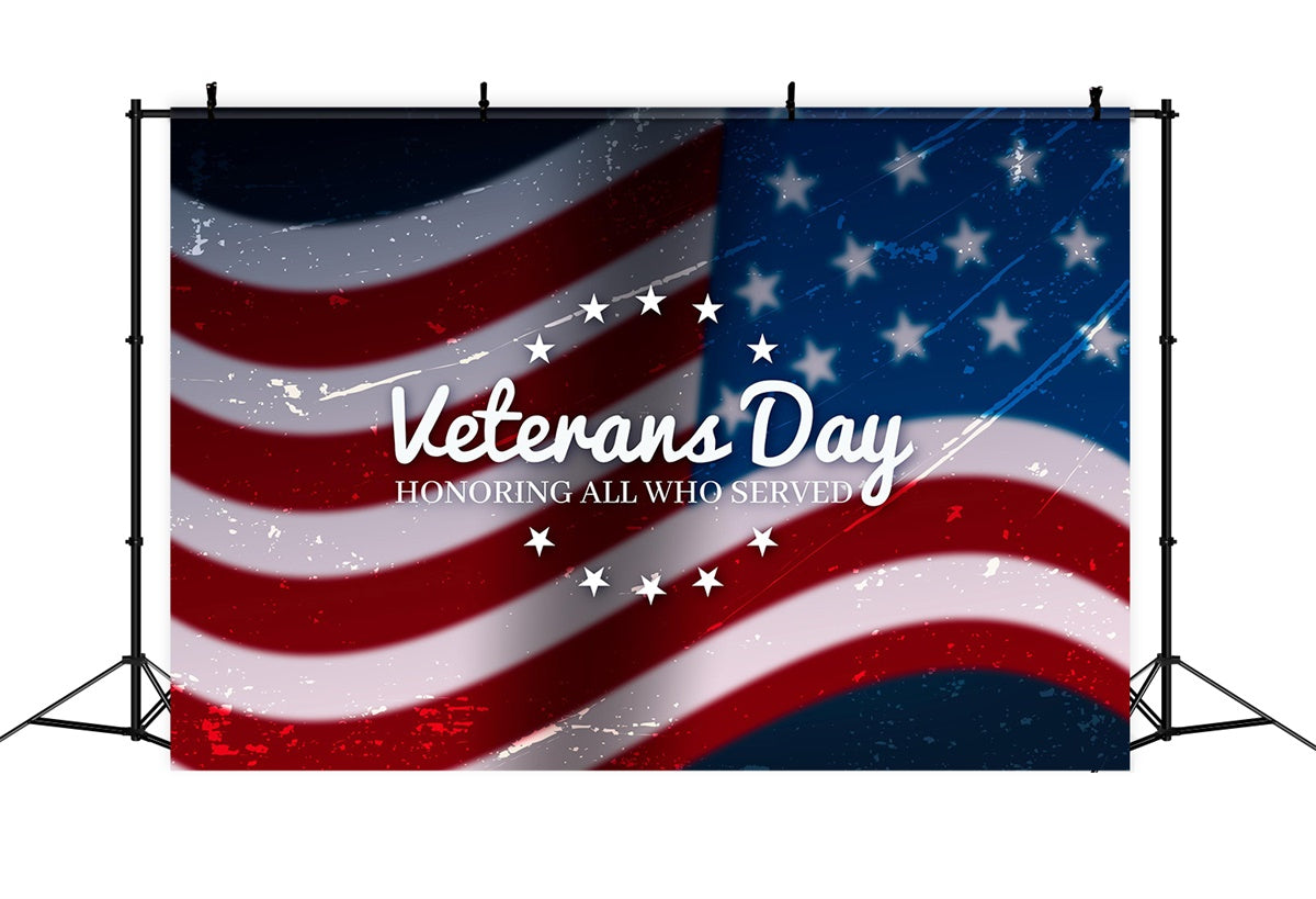 Veterans Day Backdrop Waving Patriotic Flag Tribute Backdrop XY2-60