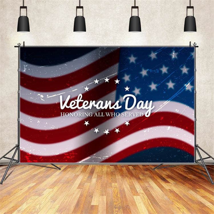 Veterans Day Backdrop Waving Patriotic Flag Tribute Backdrop XY2-60