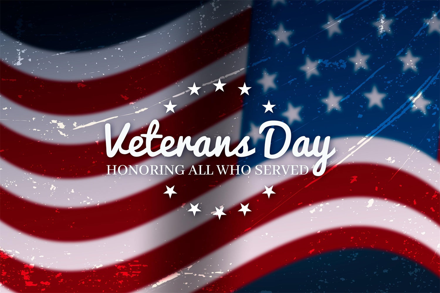 Veterans Day Backdrop Waving Patriotic Flag Tribute Backdrop XY2-60