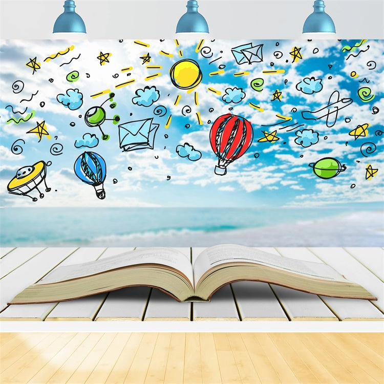 World Book Day Backdrop Dreamy Sky Fantasy Book Backdrop XY2-61