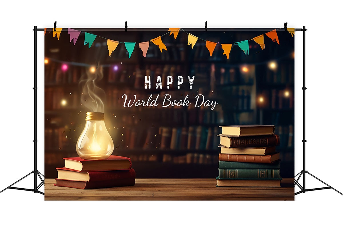 World Book Day Backdrop Vintage Library Warm Glow Backdrop XY2-64