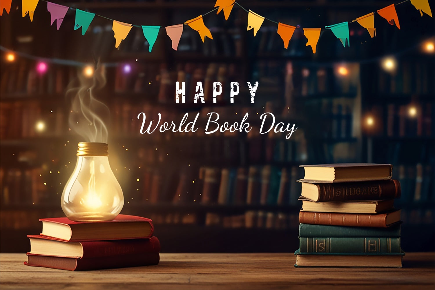 World Book Day Backdrop Vintage Library Warm Glow Backdrop XY2-64