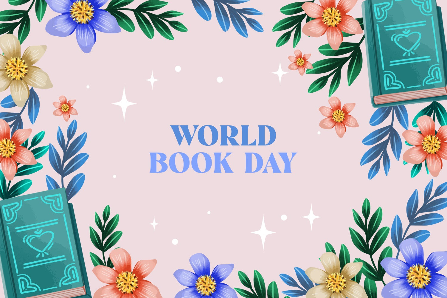 World Book Day Backdrop Elegant Floral Frame Books Backdrop XY2-66