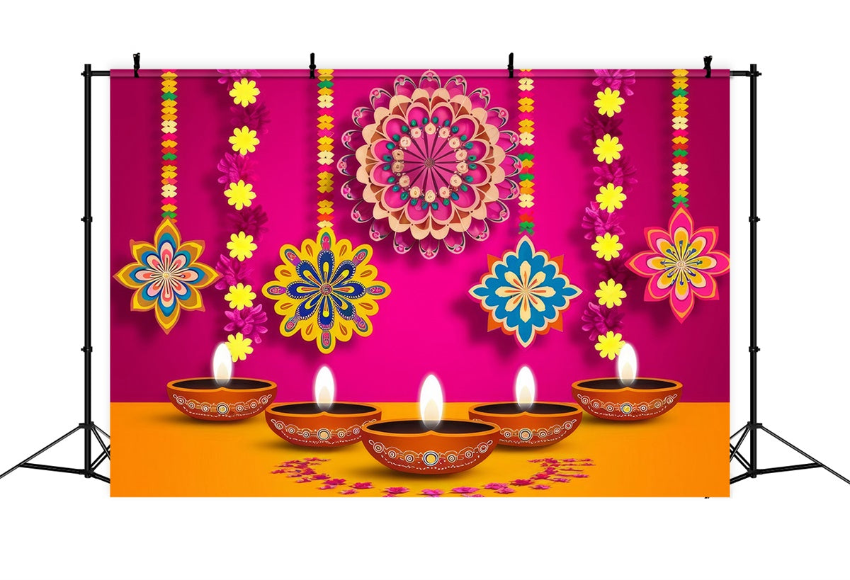 Diwali Backdrops Colorful Hanging Floral Festival Backdrop XY2-68