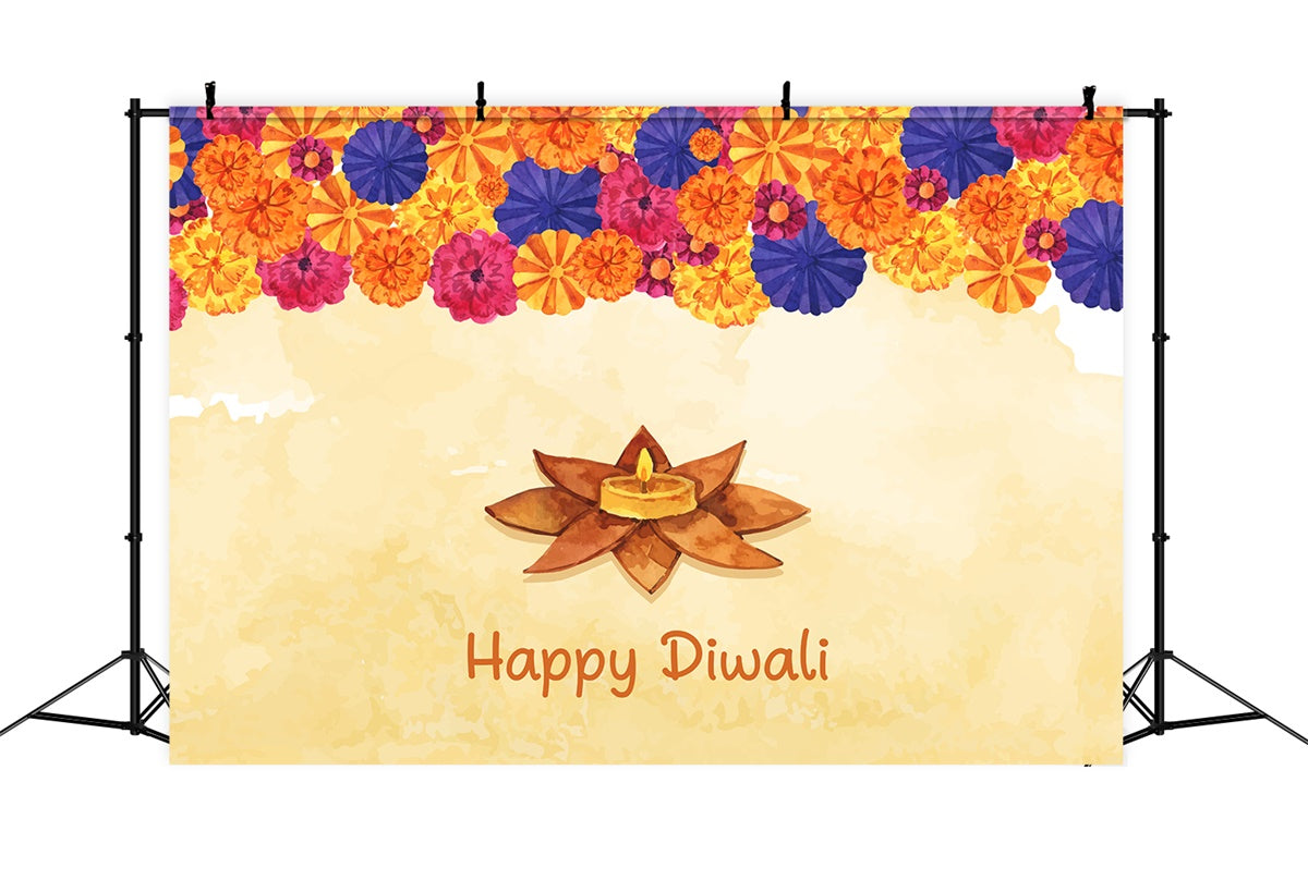 Diwali Backdrop Ideas Elegant Floral Lotus Lamp Backdrop XY2-69