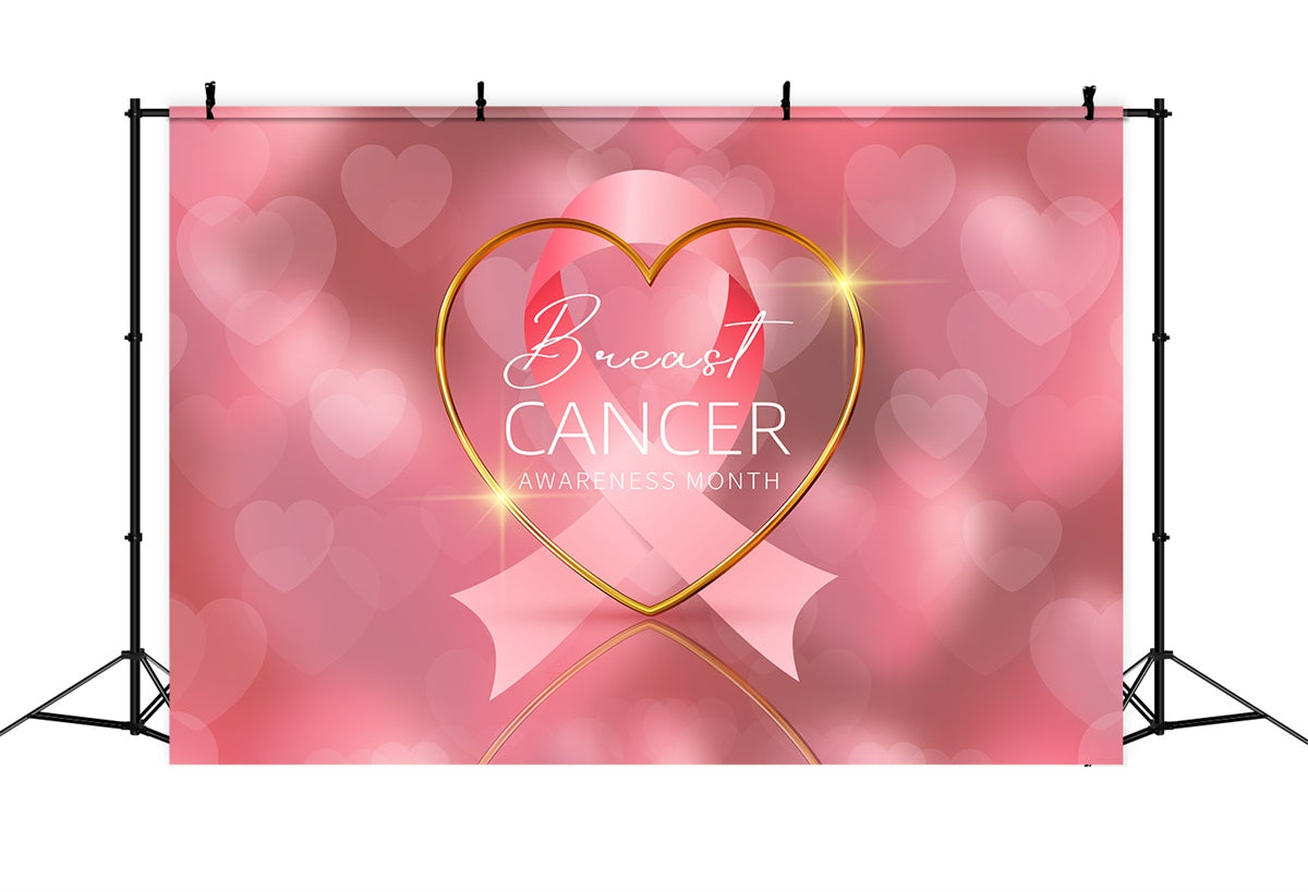 Breast Cancer Awareness Photo Backdrop Sparkling Heart Pink Backdrop XY2-7