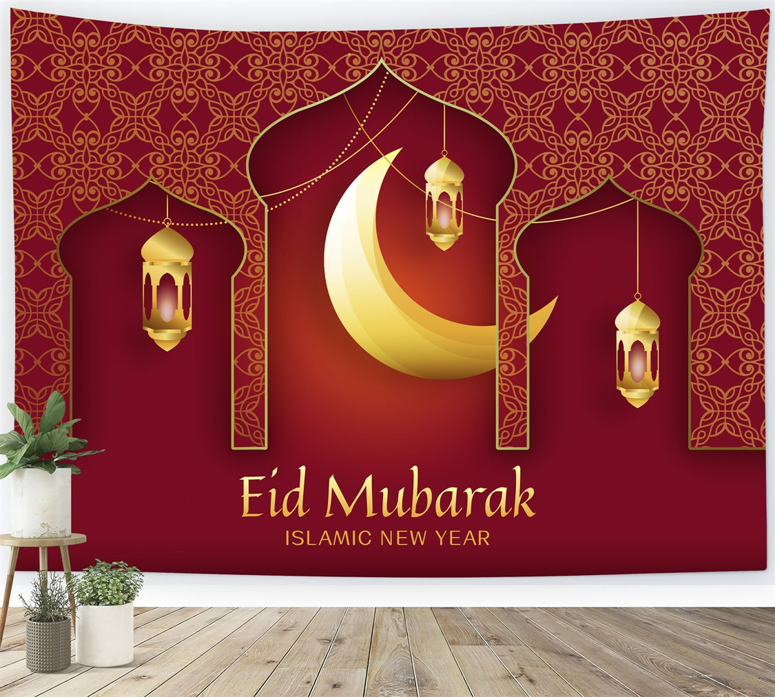 Eid Mubarak Backdrop Festive Ramadan Hanging Lanterns Backdrop XY2-74