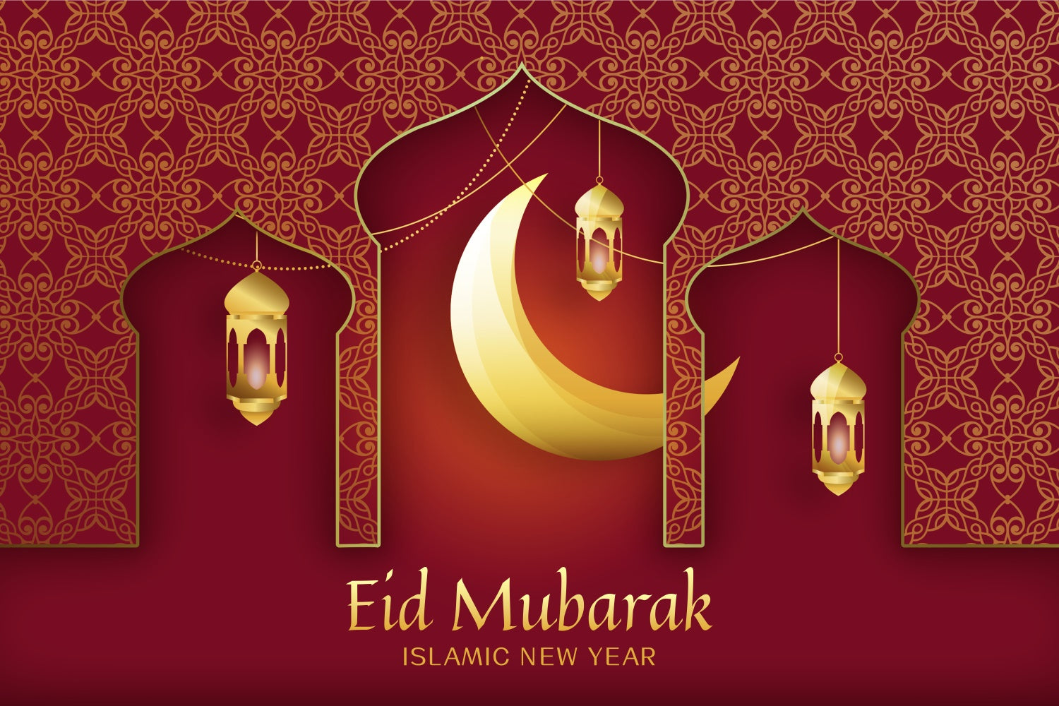 Eid Mubarak Backdrop Festive Ramadan Hanging Lanterns Backdrop XY2-74