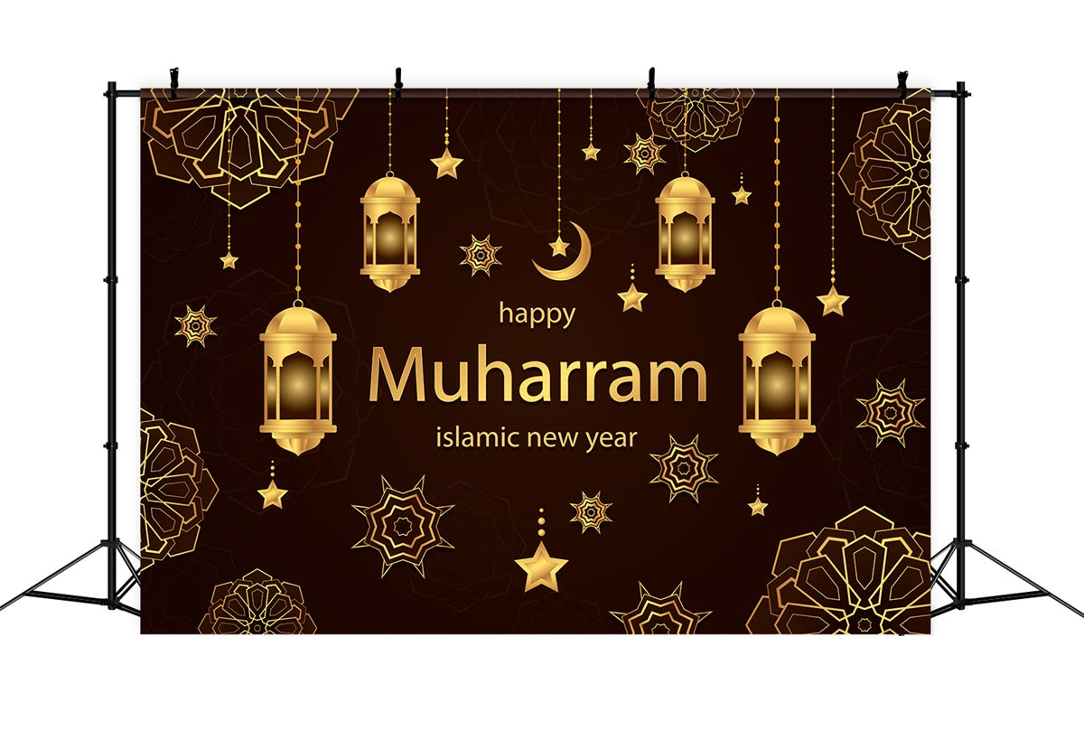 Eid Mubarak Backdrop Muharram Holy Night Lanterns Backdrop XY2-75