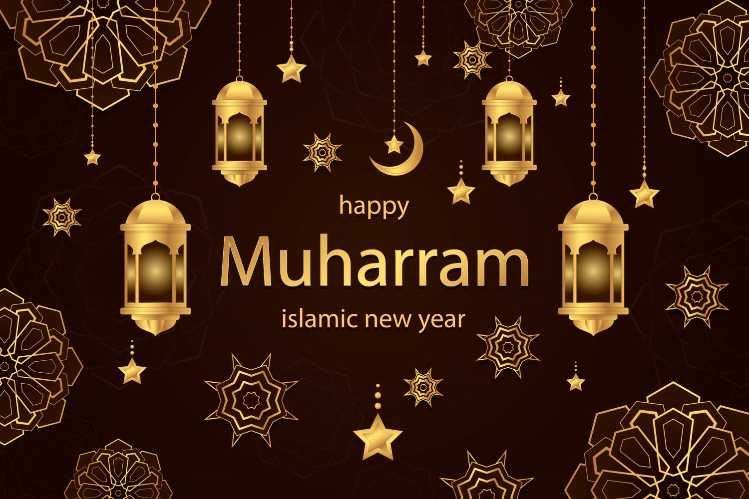 Eid Mubarak Backdrop Muharram Holy Night Lanterns Backdrop XY2-75