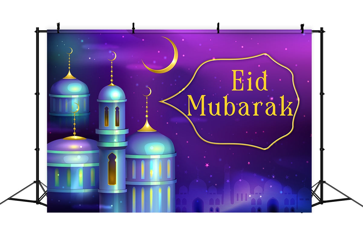 Eid Mubarak Backdrop Crescent Moon Stars Festival Backdrop XY2-76