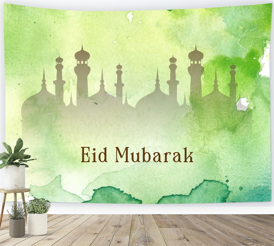 Eid Mubarak Backdrop Dreamy Pastel Green Festival Backdrop XY2-78