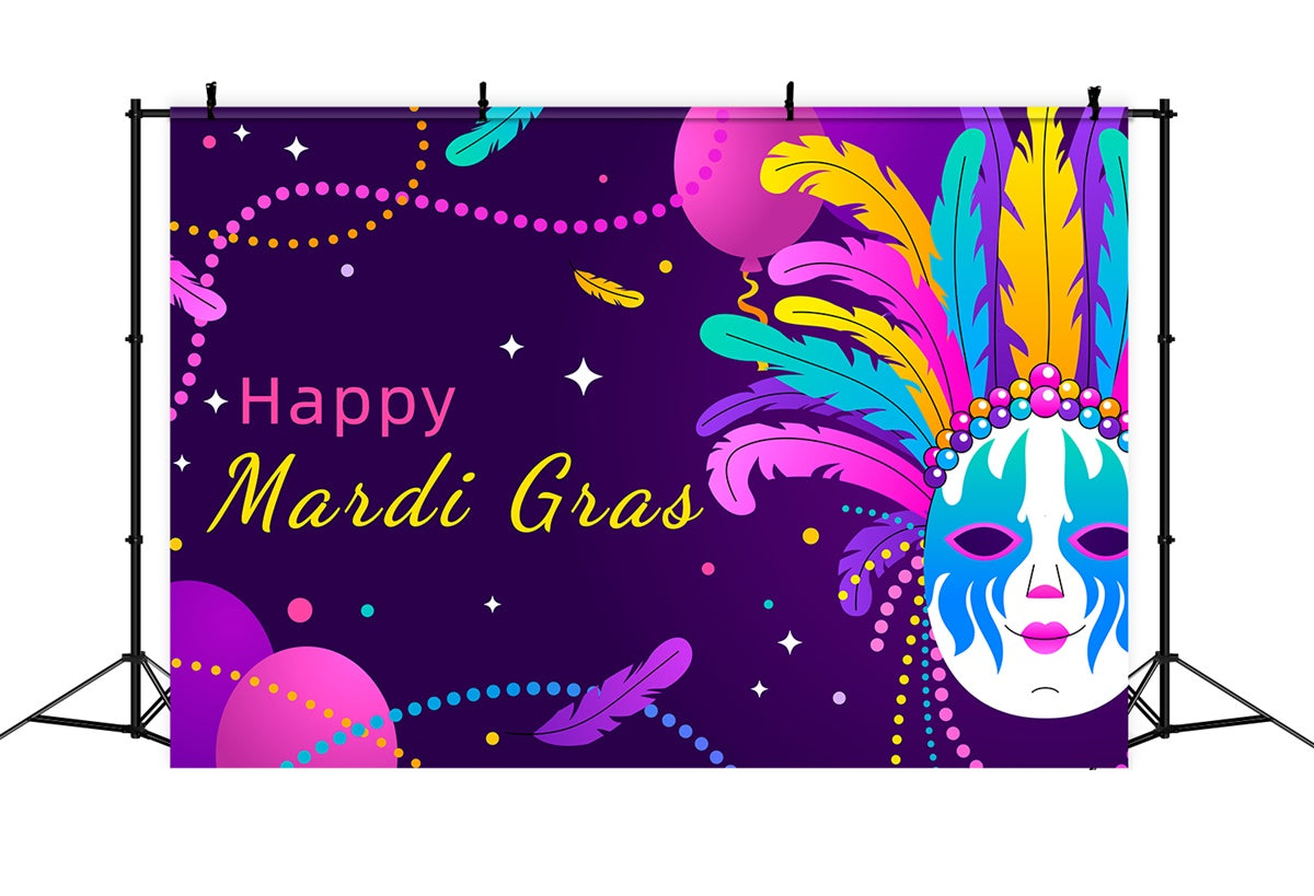 Mardi Gras Photo Backdrop Elegant Purple Mask Party Backdrop XY2-81